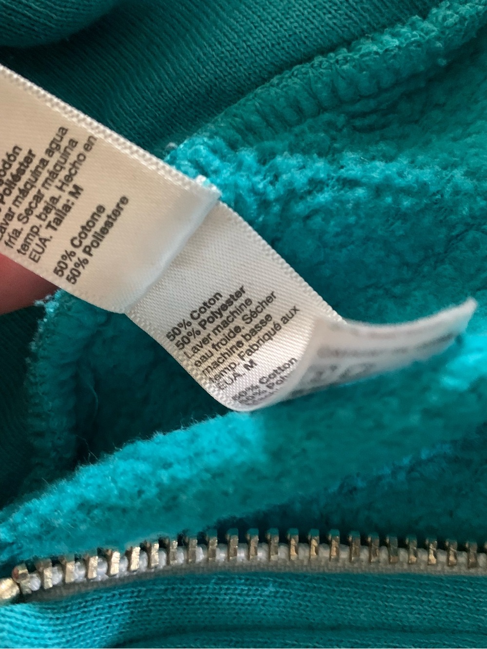 American Apparel Teal Zip Hoodie with Drawstring - Picture 4 of 4